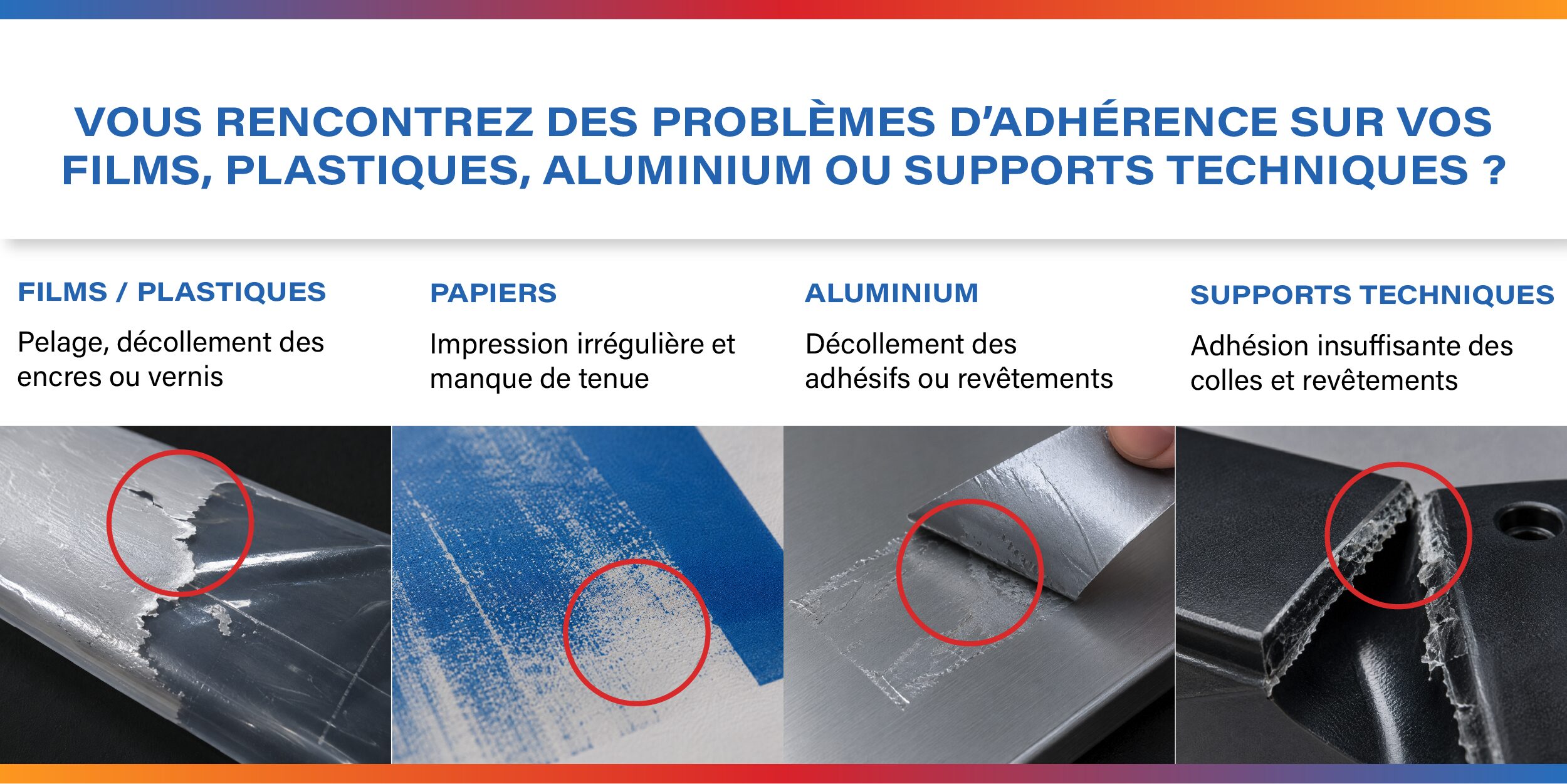 Vous rencontrez des problèmes d'adhérence sur vos films, plastiques, aluminium ou supports techniques ?